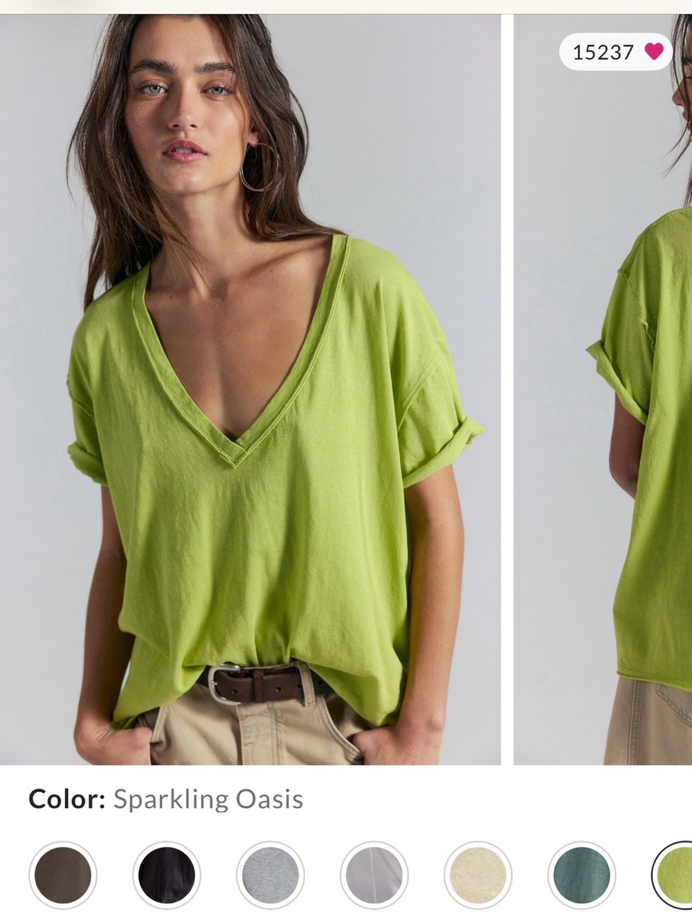 We The Free - Nina V Neck Tee - Sparkling Oasis (Lime Green)